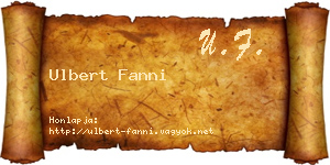 Ulbert Fanni névjegykártya